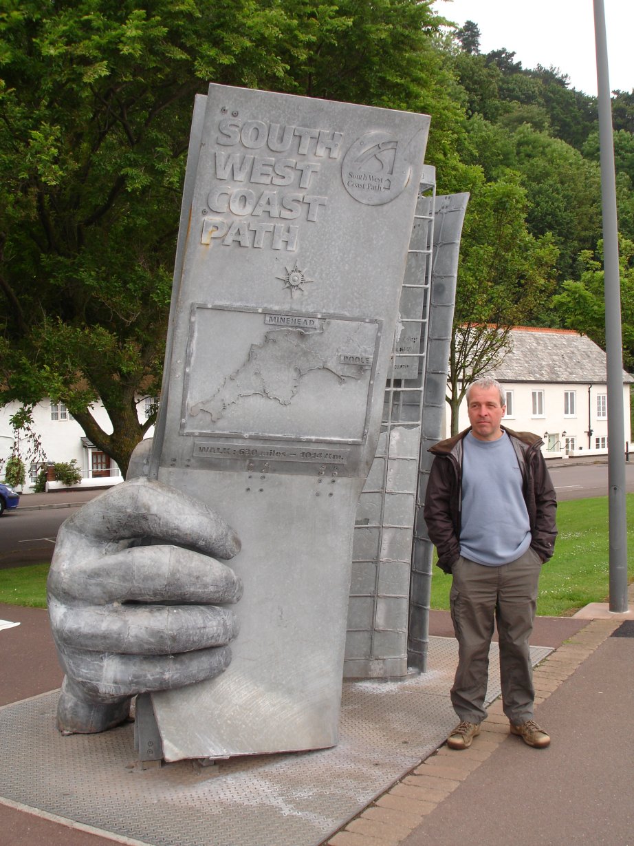 Richard at the start of the South West coast path in Minehead.